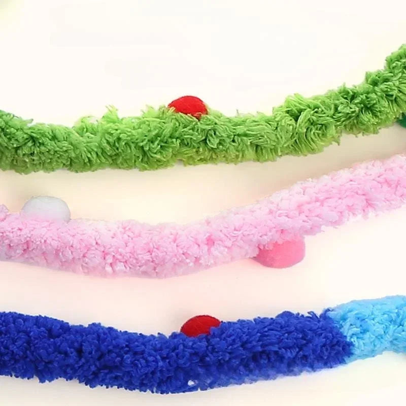 Soft Plush Strip Cat Teaser Wand — Interactive Toy for Kittens & Cats