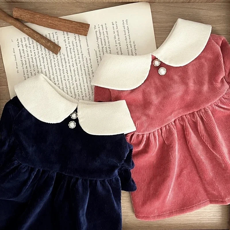 Warm Corduroy Princess Dress for Small Dogs