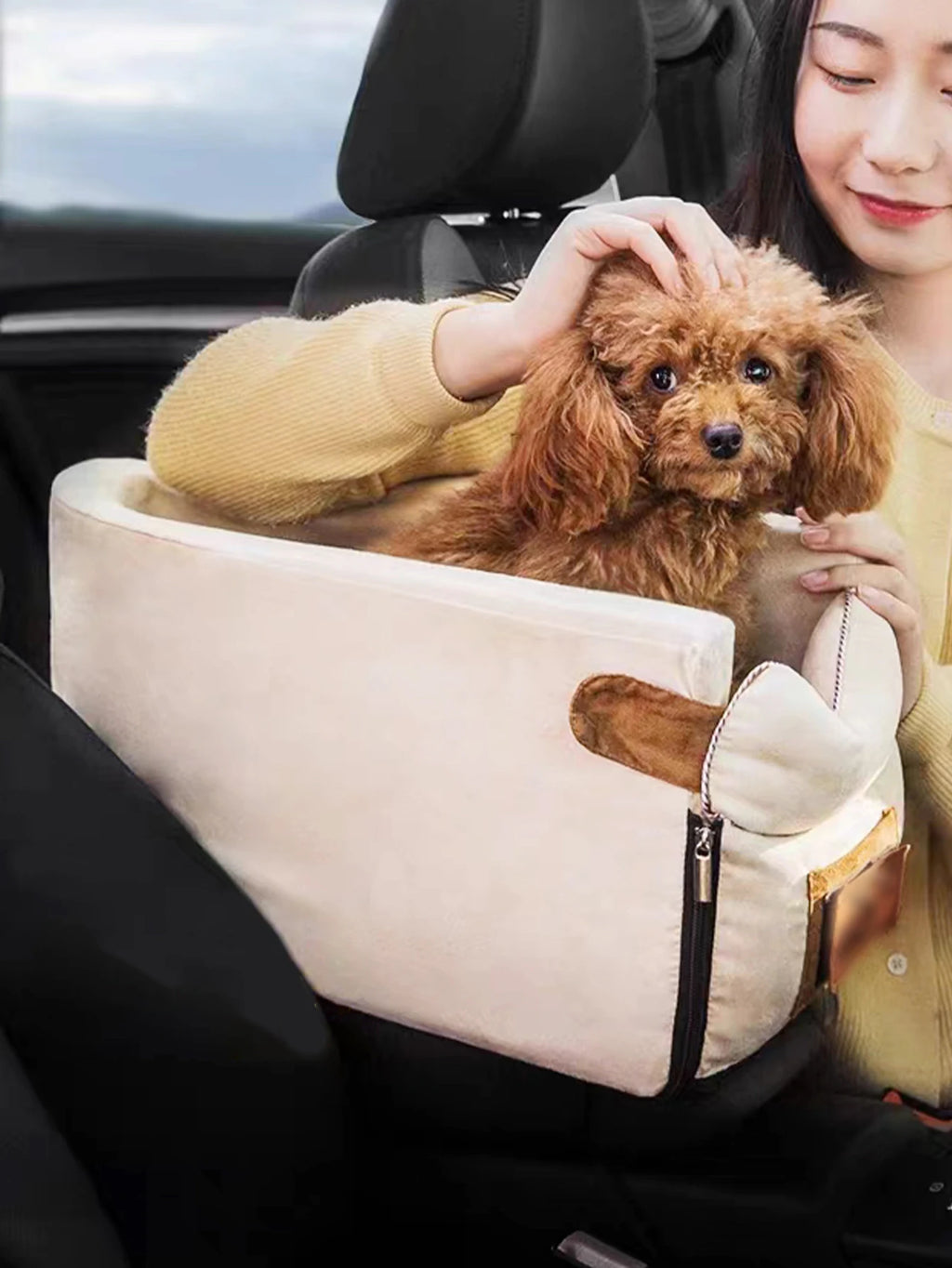 Petdashian Car Dog Bed & Travel Basket | Warm Kennel Sofa for Small Dogs & Cats