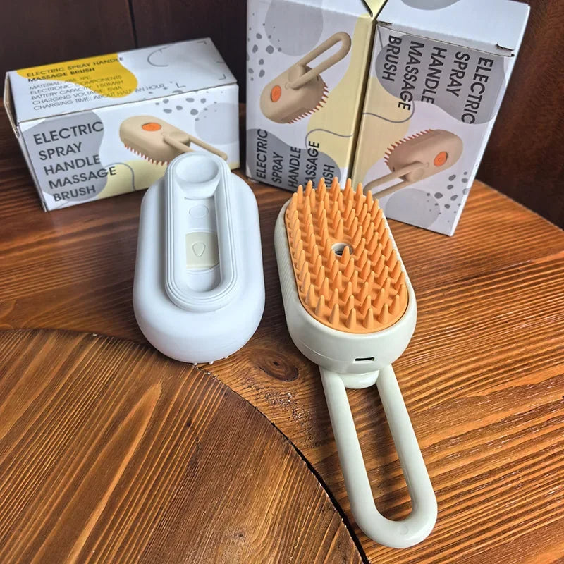 3-in-1 Pet Steam Brush | Spray, Massage &amp; Grooming Comb for Cats &amp; Dogs