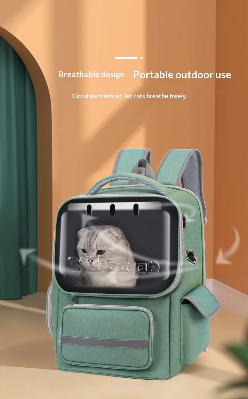 Breathable Pet Backpack Travel Hiking Outdoor Large Capacity Hands Free Adjustable Straps Portable Dog Cat Carrier Dog Car Seat