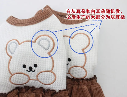 Cute Couple Dog Clothes Pet Dresses Shirt Waffle Cat Dog Shirt Puppy Pet Skirt Clothing for perro Dogs Cats Chihuahua Yorkie