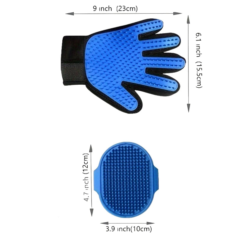 Petdashian 2-Piece Grooming Glove & Brush Kit | De-Shedding Bath Tool for Dogs, Cats & Rabbits