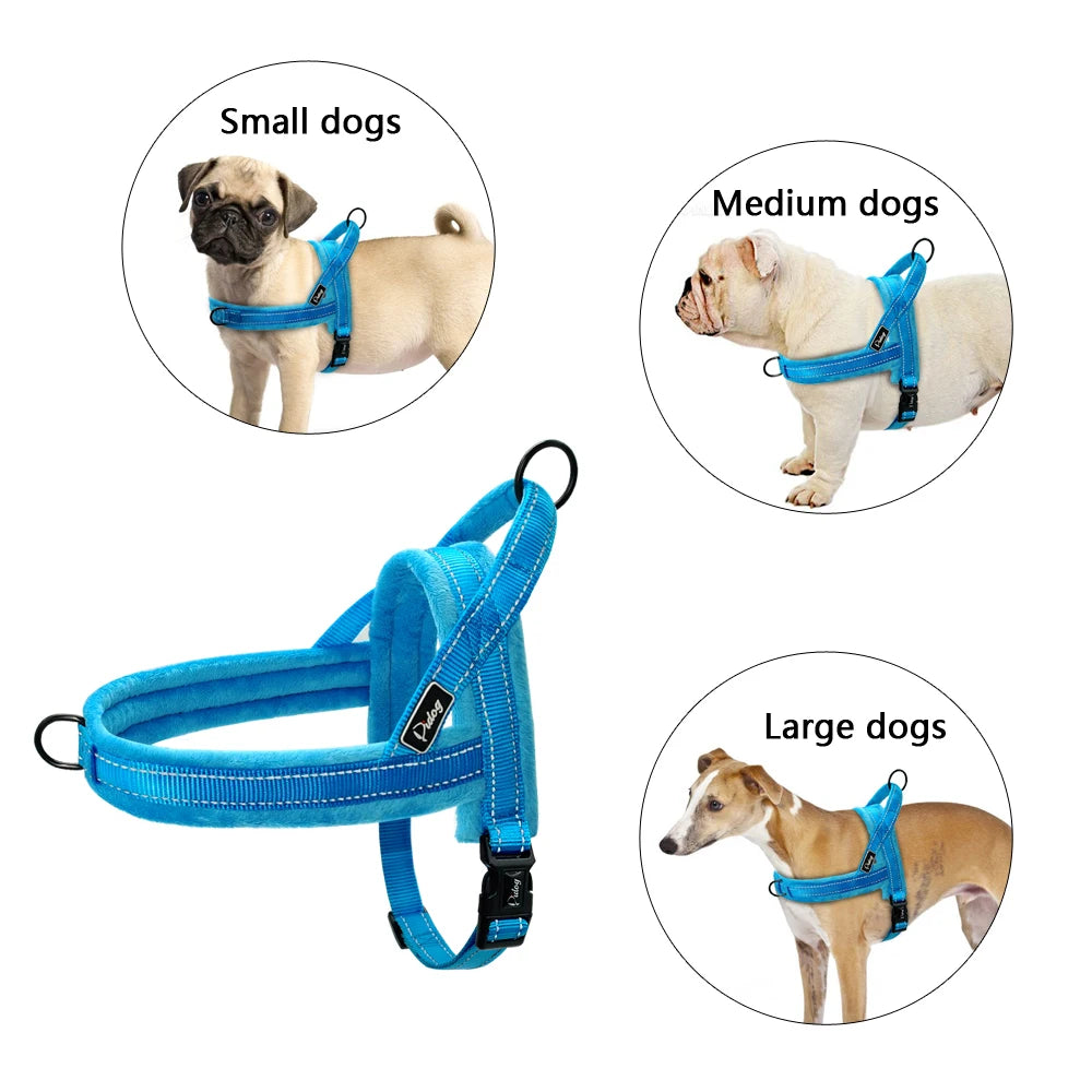 No Pull Dog Harness Warm Nylon Dog Harness Reflective Pet Vest Padded Strap Harnesses For Small Medium Large Dogs Pitbull Buldog