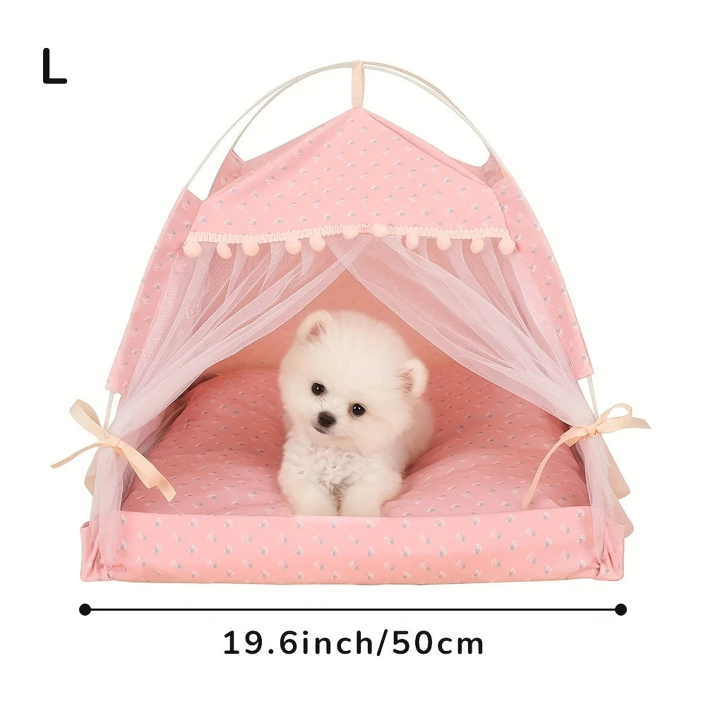 Floral Pet Tent Bed | Cozy Indoor House for Cats & Small Dogs