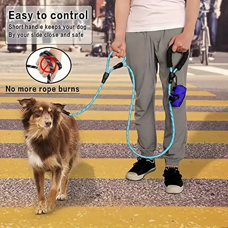 6ft Reflective Dual-Handle Dog Leash | Heavy Duty Traffic Rope Lead for Training &amp; Control