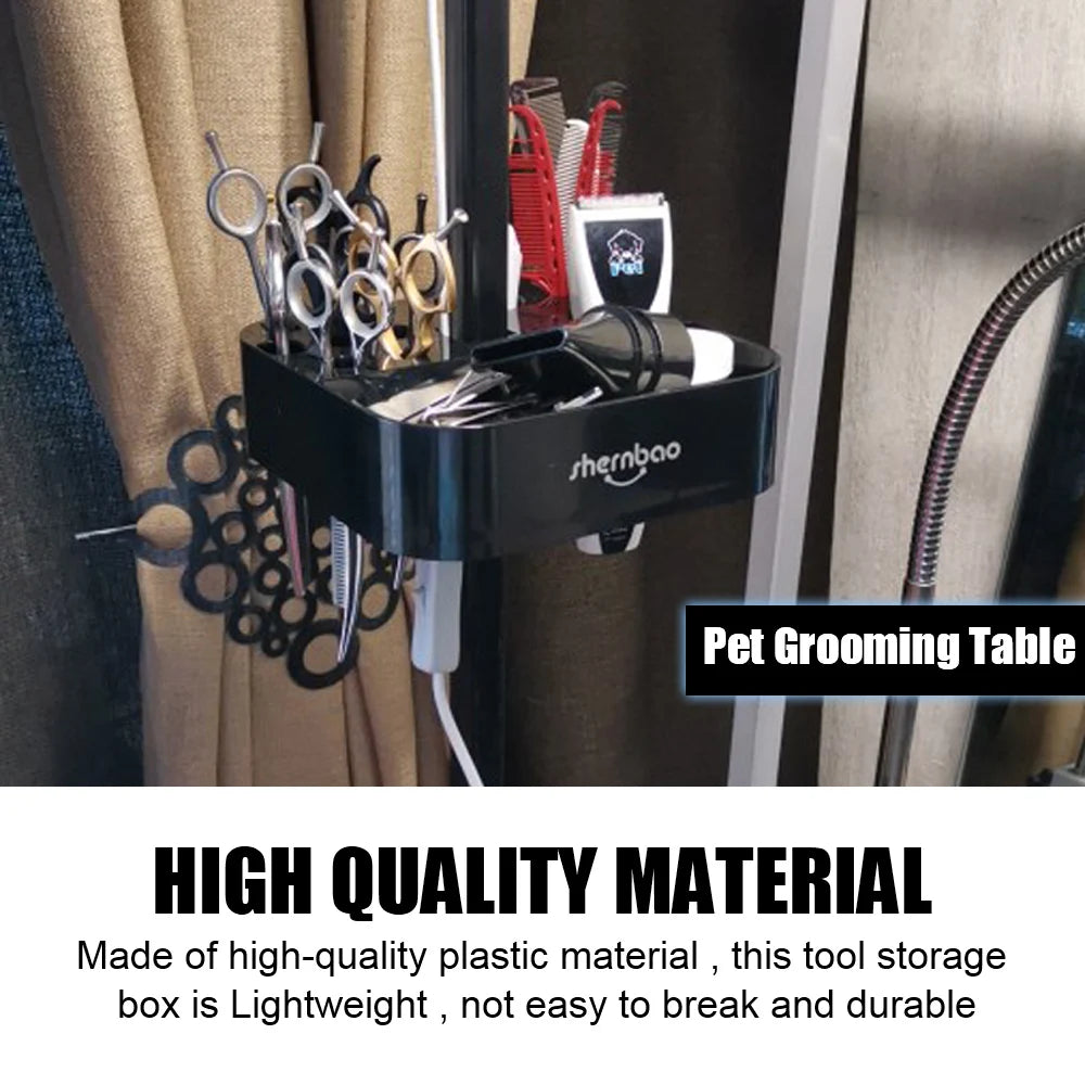 Grooming Table Tool Storage Box | Pole-Mount Organizer for Scissors & Combs | Petdashian
