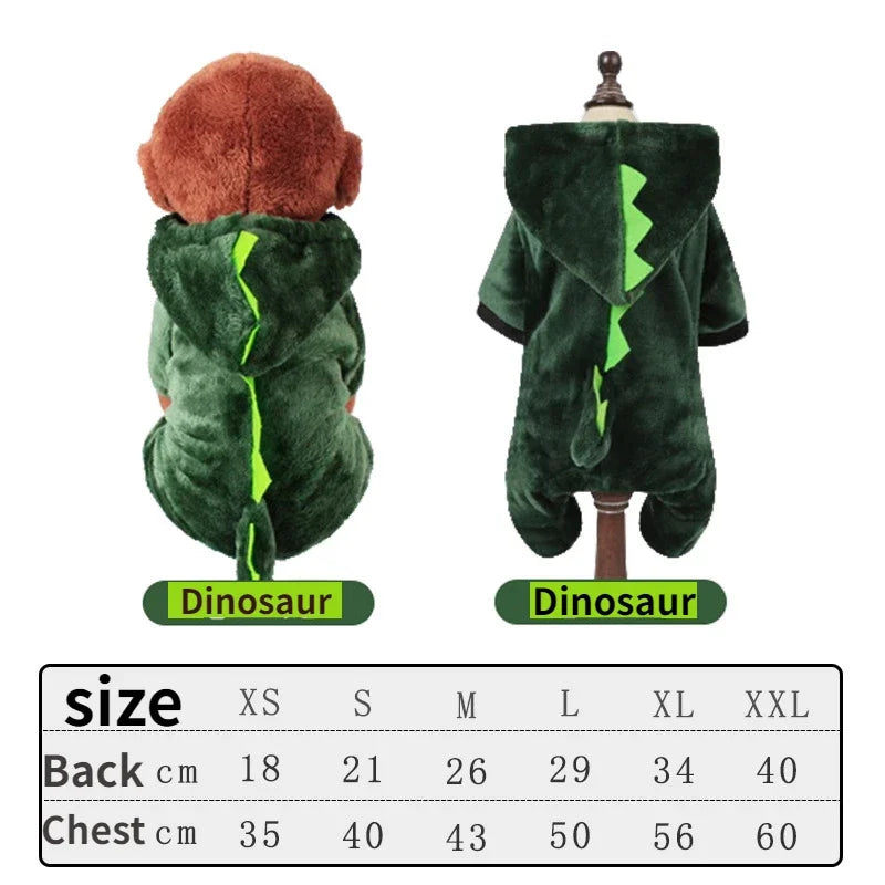 Warm Fleece Dog &amp; Cat Hoodie Jumpsuit – Cozy Winter Costume for Small Pets