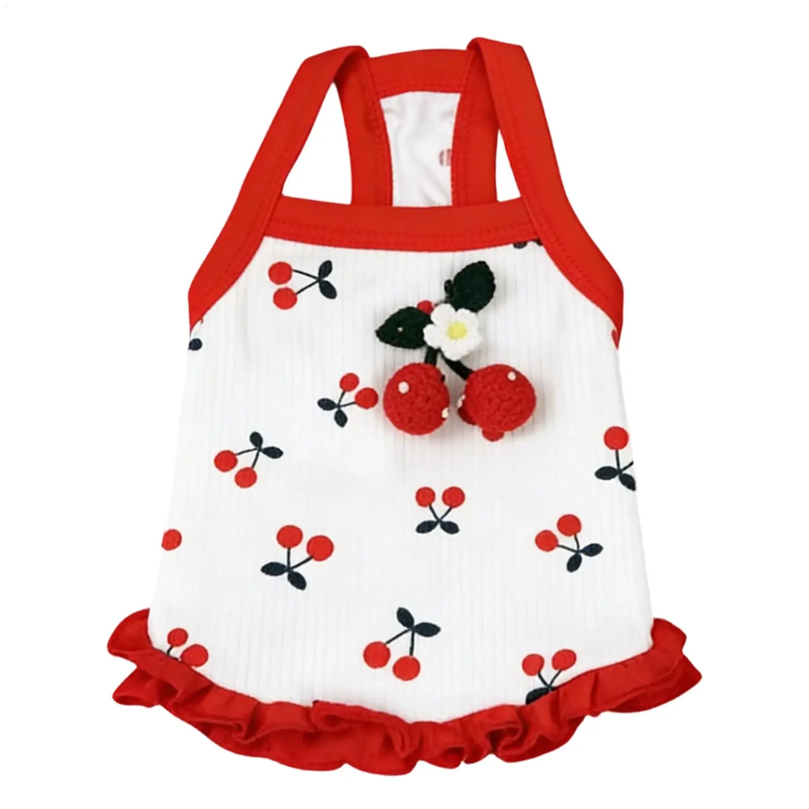 Cherry Print Breathable Dog & Cat Vest – Soft Summer Pet Clothes