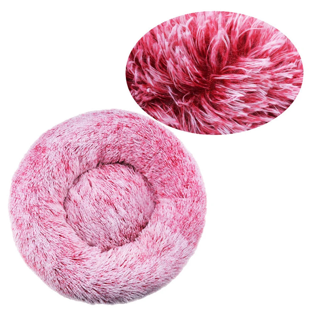 Round Plush Pet Bed – Washable Dog &amp; Cat Sofa Bed