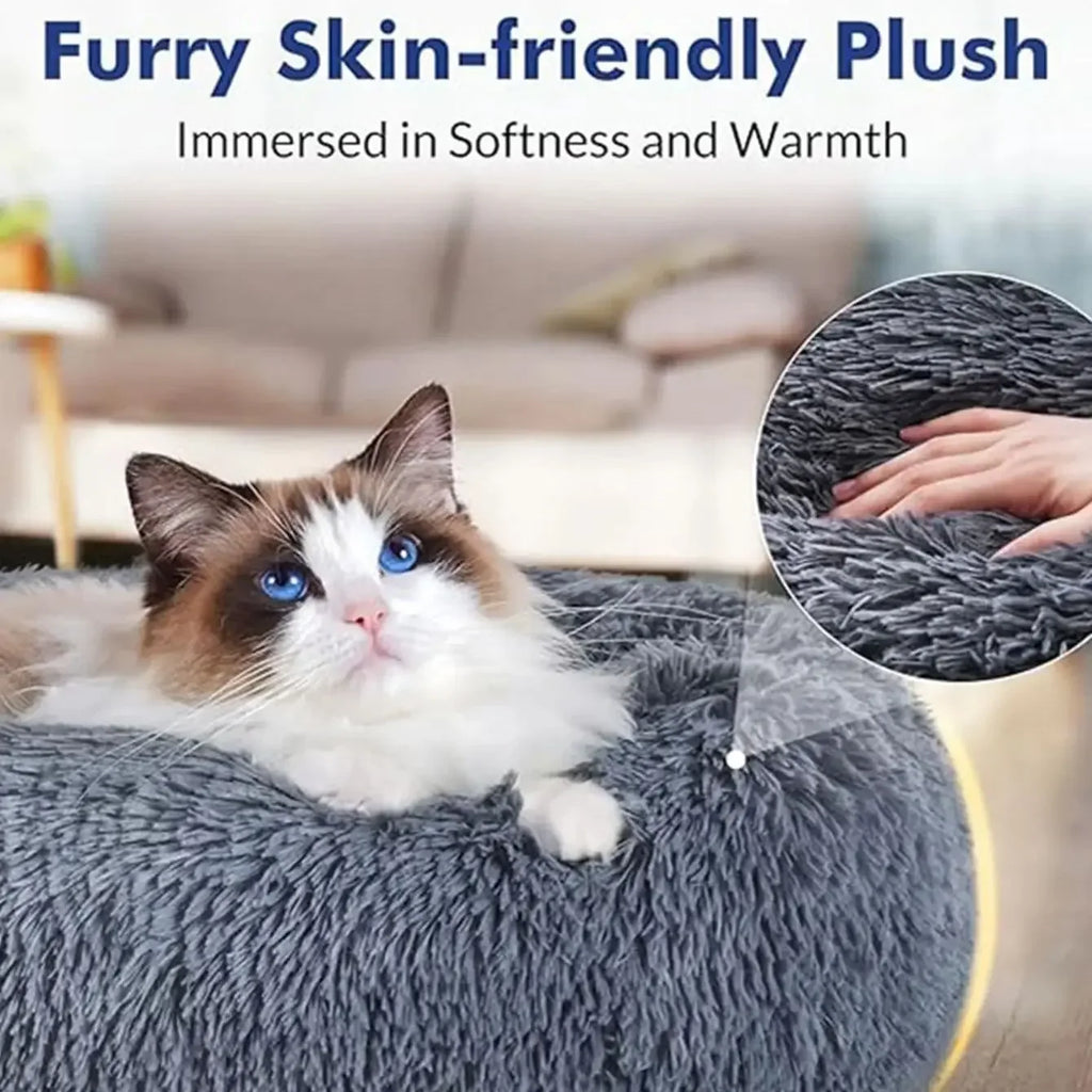 Petdashian Round Plush Dog Bed | 6 Sizes | Warm Winter Sleep Nest for Dogs & Cats