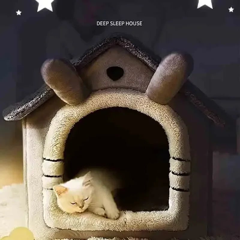 Petdashian Indoor Pet Tent Bed | Cozy Dog & Cat House with Washable Cushion