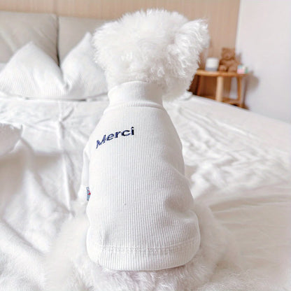 Pet Clothes Dog Cat Out Handsome Cute Letter Bottoming Shirt Soft and Comfortable Spring and Summer