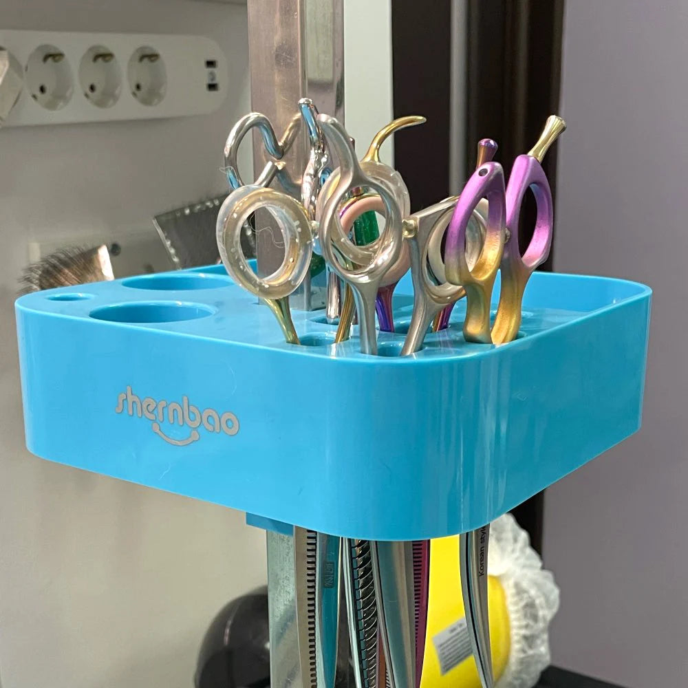 Grooming Table Tool Storage Box | Pole-Mount Organizer for Scissors & Combs | Petdashian