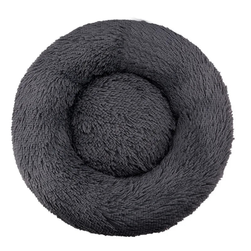 Round Plush Pet Bed – Washable Dog &amp; Cat Sofa Bed