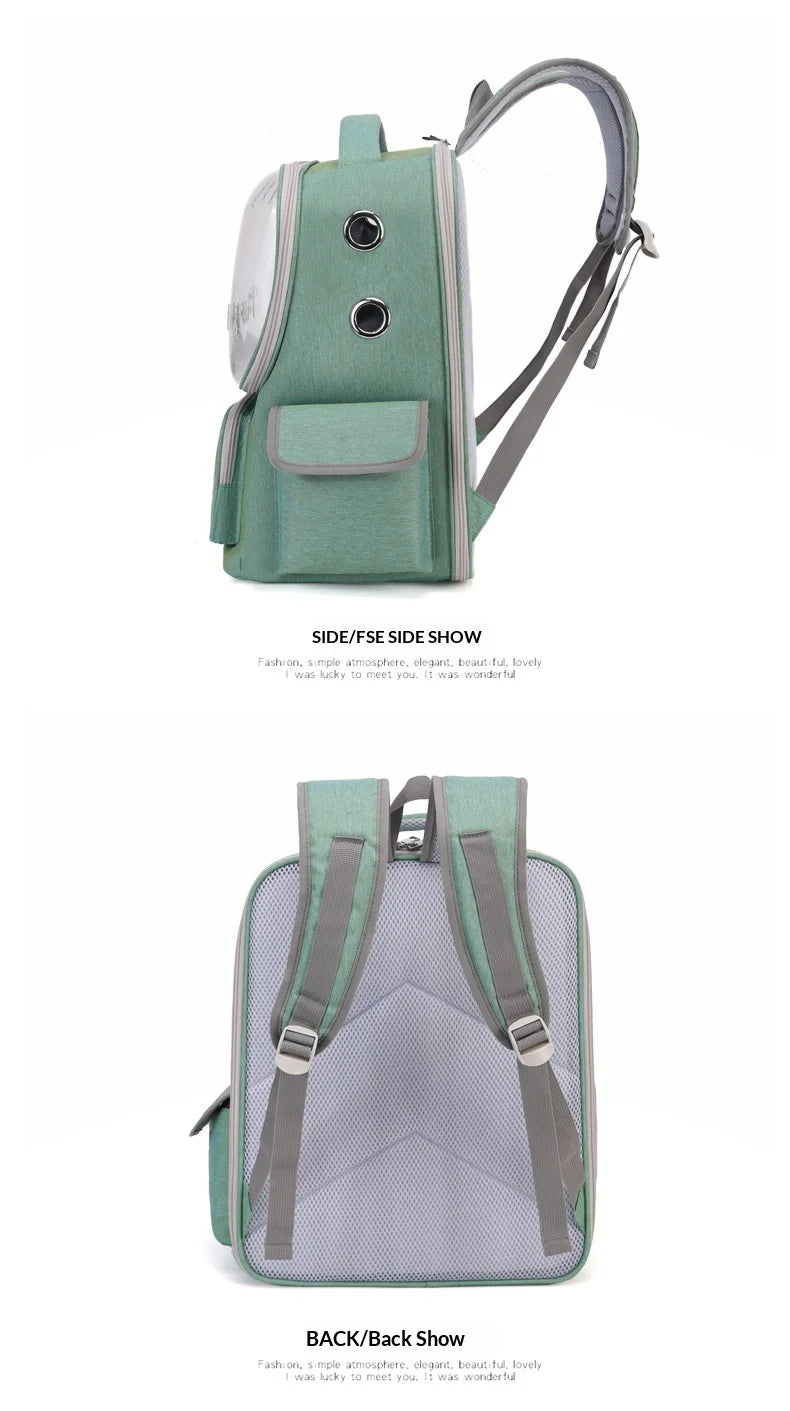 Breathable Pet Backpack Travel Hiking Outdoor Large Capacity Hands Free Adjustable Straps Portable Dog Cat Carrier Dog Car Seat