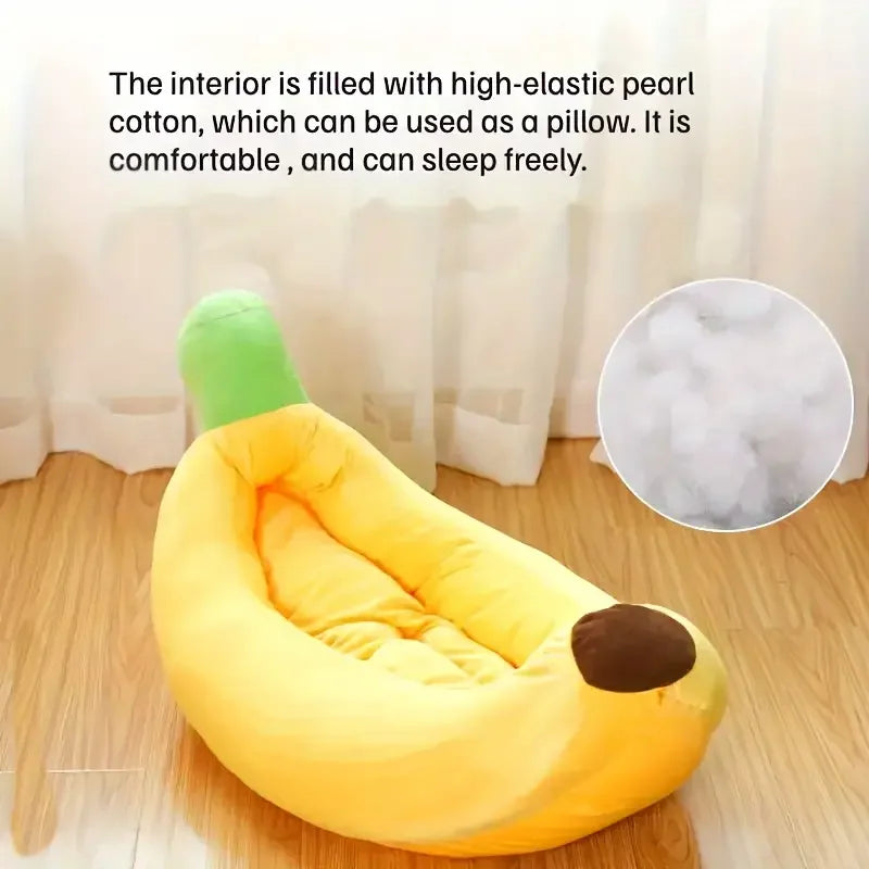 Petdashian Cozy Banana Nest Bed | Washable Plush Sanctuary for Dogs & Cats