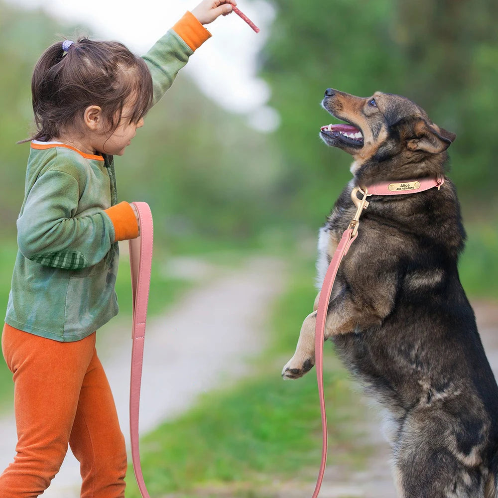 120cm Soft PU Leather Dog Leash | Padded Handle Lead for Walking & Training