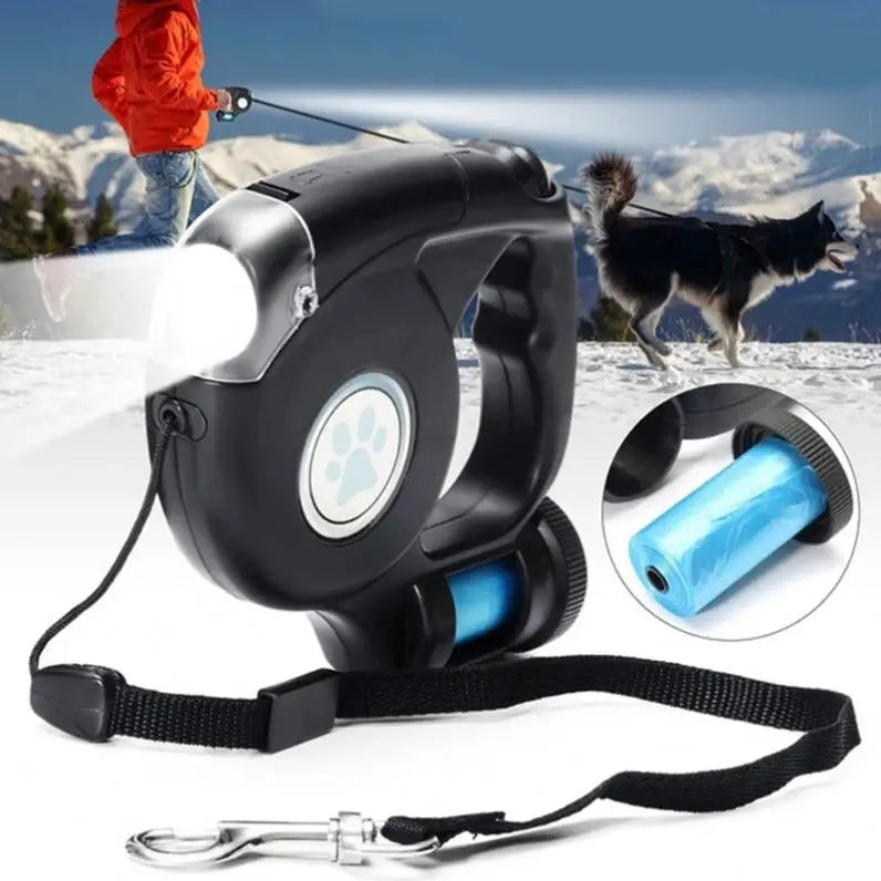 3-in-1 Retractable Dog Leash with LED Light | Automatic Outdoor Walking Leash