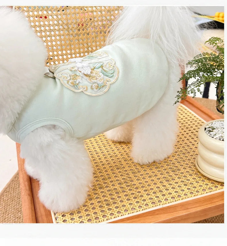 Dog Clothes Chinese Chi-pao Clothes for Small Dog French Bulldog Sweatshirt Pet Dogs Cats Jacket Coat Classic Chihuahua Clothes