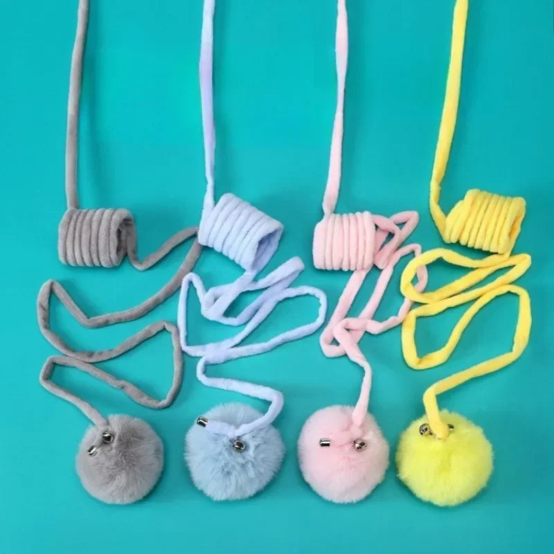Interactive Cat Stick Toy — Spring Rope & Plush Ball for Play & Training