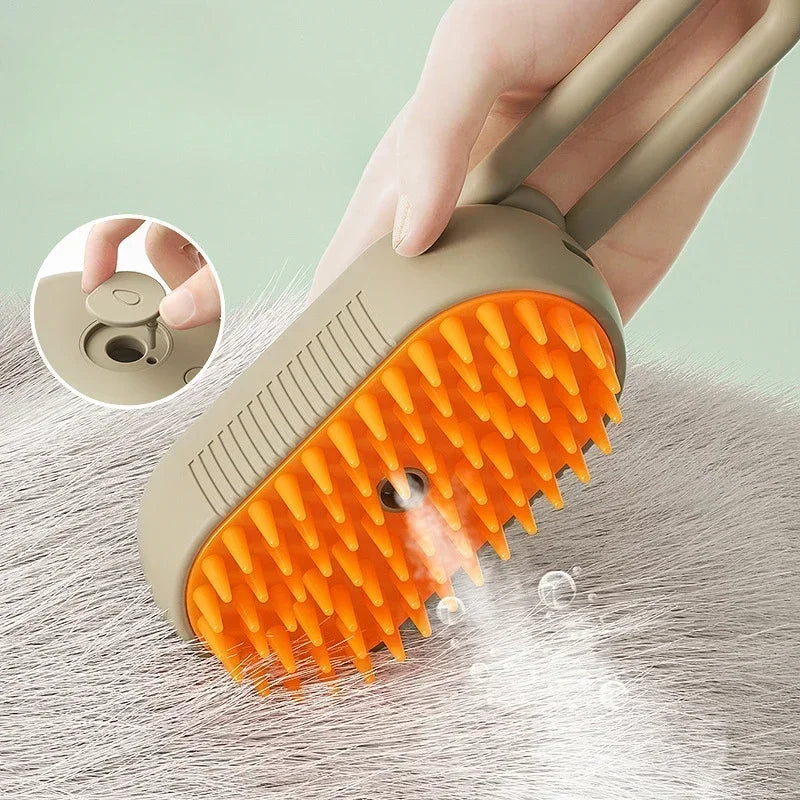 3-in-1 Pet Steam Brush | Spray, Massage &amp; Grooming Comb for Cats &amp; Dogs