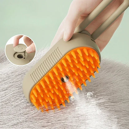 3-in-1 Pet Steam Brush | Spray, Massage &amp; Grooming Comb for Cats &amp; Dogs