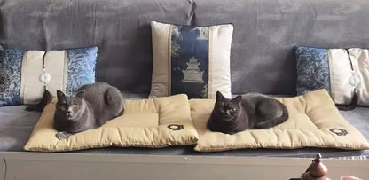 Four-Season Cotton Linen Pet Bed Mat | Scratch-Resistant &amp; Washable for Dogs &amp; Cats