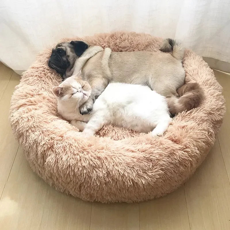 Petdashian Round Plush Dog Bed | 6 Sizes | Warm Winter Sleep Nest for Dogs & Cats