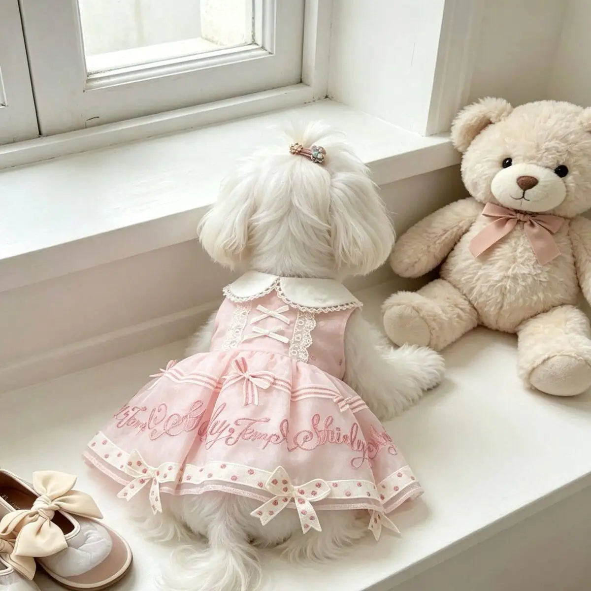 Korean Pink Bow Princess Dress for Small Dogs & Cats