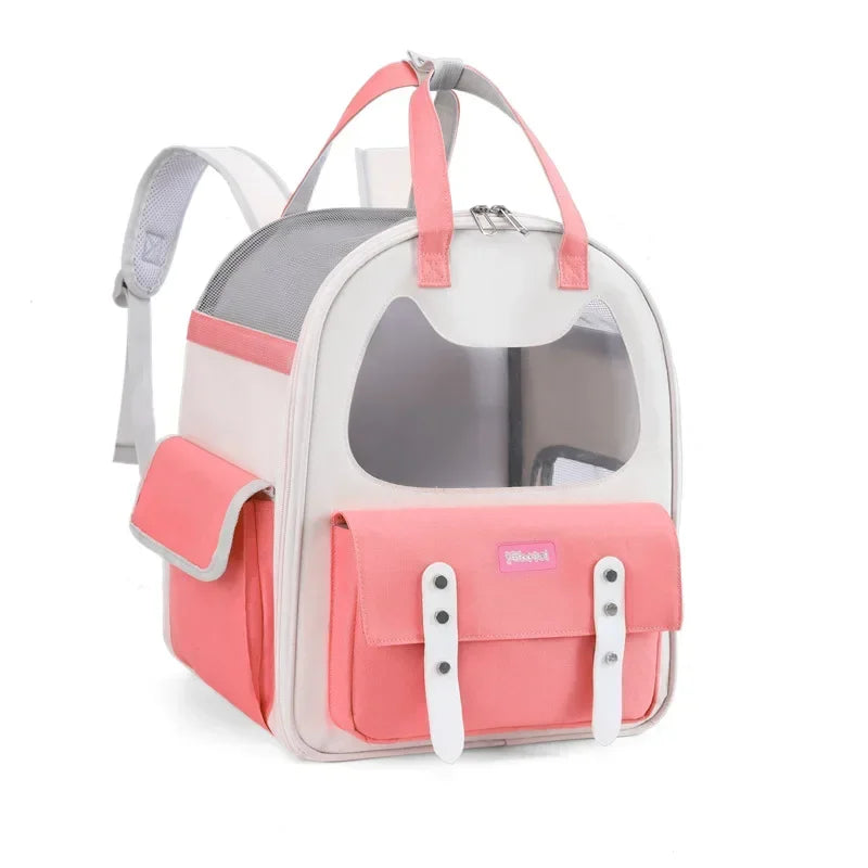 Portable Breathable Backpack for Carrying Pet Cats and Small Dogs - Pet Travel Supplies for Outdoor Use
