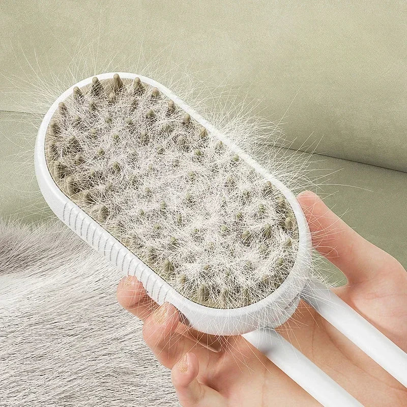 3-in-1 Pet Steam Brush | Spray, Massage &amp; Grooming Comb for Cats &amp; Dogs