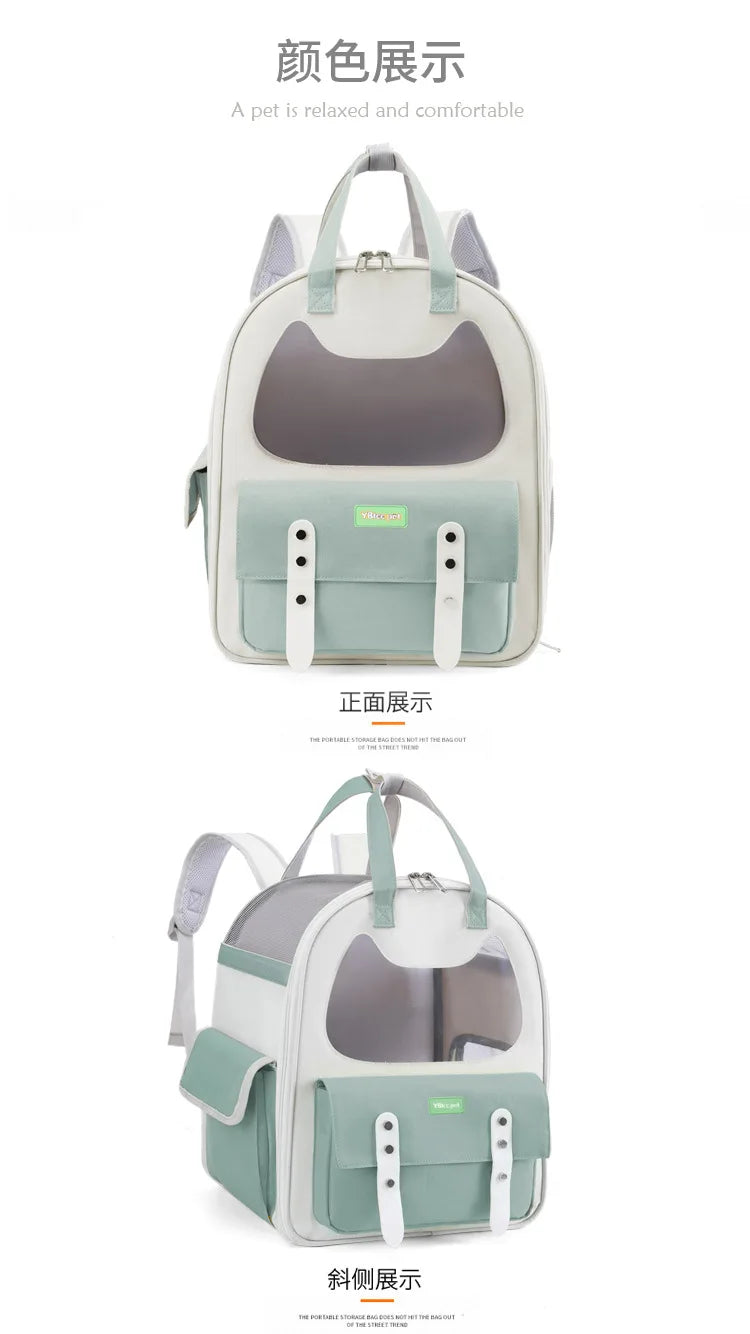 Portable Breathable Backpack for Carrying Pet Cats and Small Dogs - Pet Travel Supplies for Outdoor Use