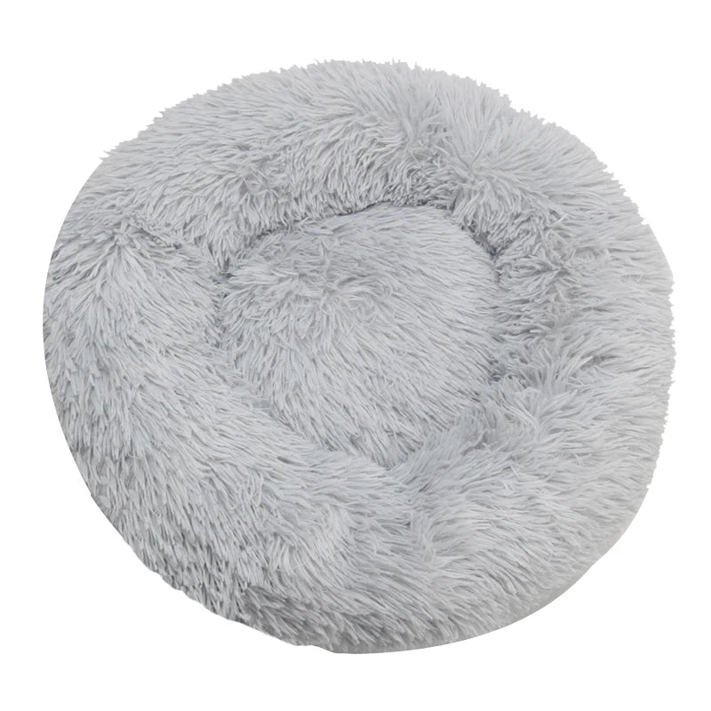 Round Plush Pet Bed – Washable Dog &amp; Cat Sofa Bed