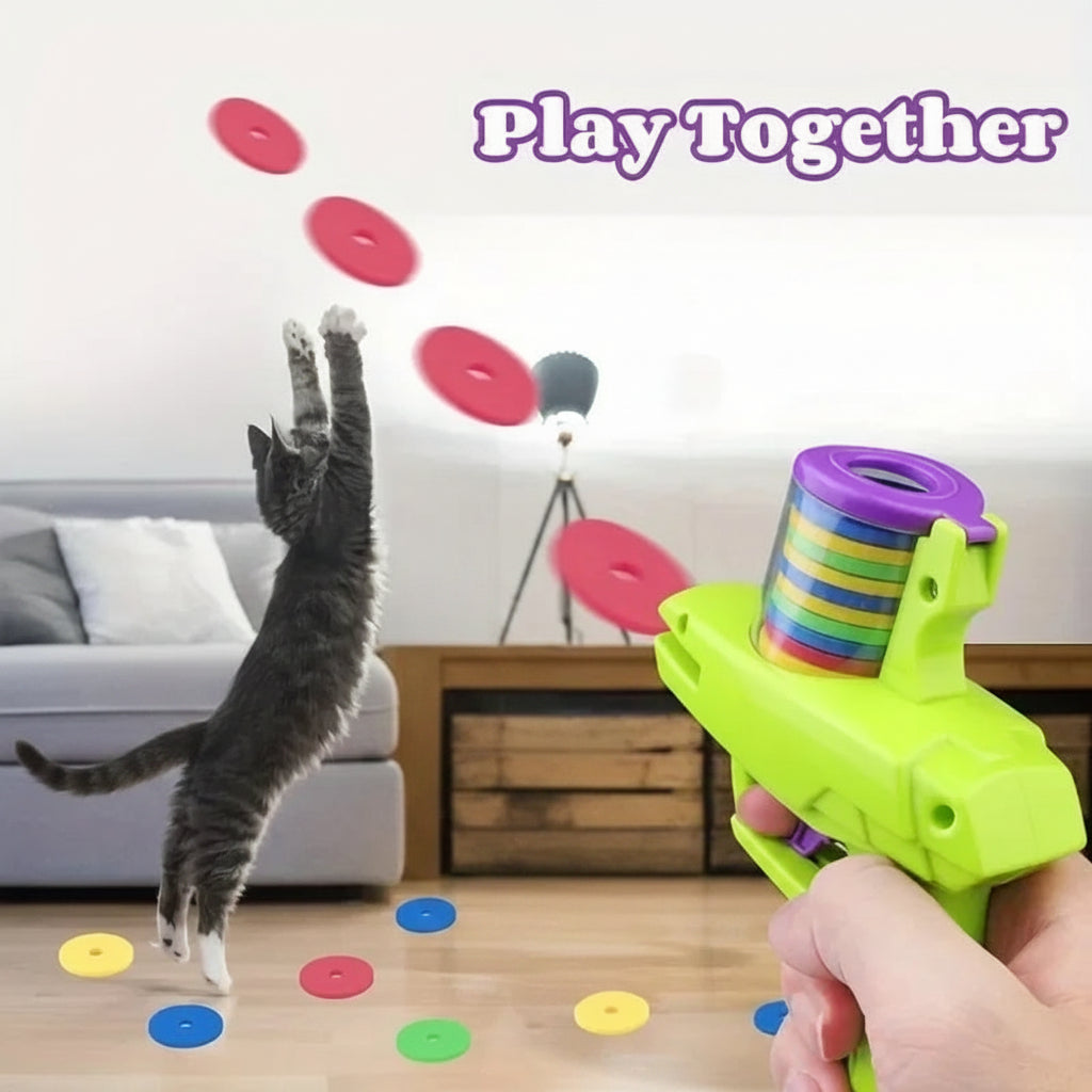 Interactive Flying Disc Pet Toy Set — Launcher for Cats & Dogs | Indoor & Outdoor