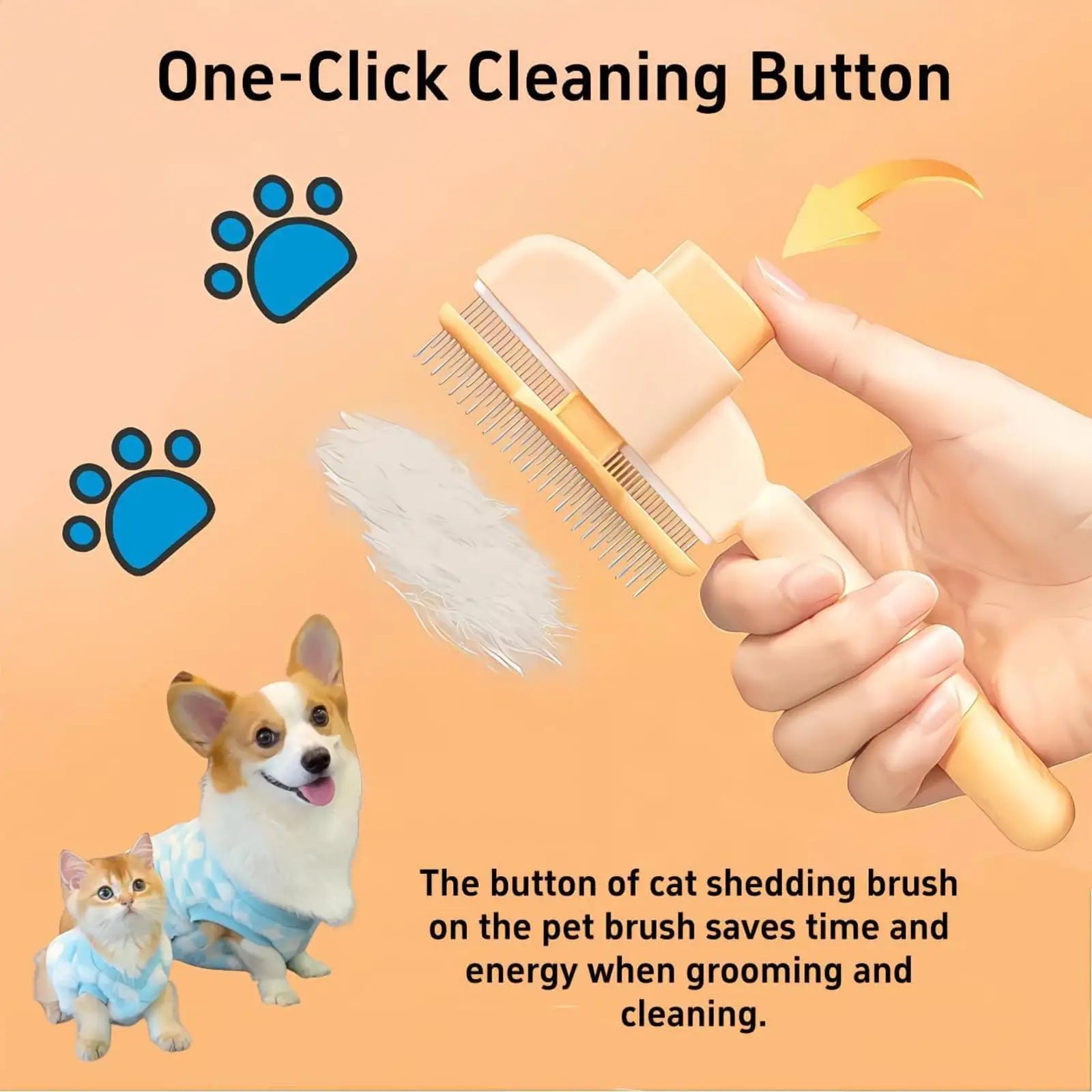 Self-Cleaning Pet Grooming Comb | Detangling Brush for Dogs & Cats