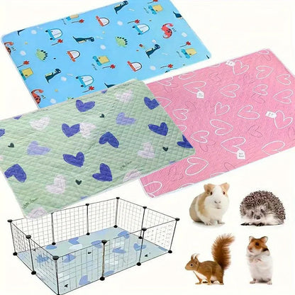 Pet Cage Mat (Reusable) – Suitable for Hamsters, Rabbits, Guinea Pigs, Cats &amp; Reptiles, Durable Washable with Fun Prints