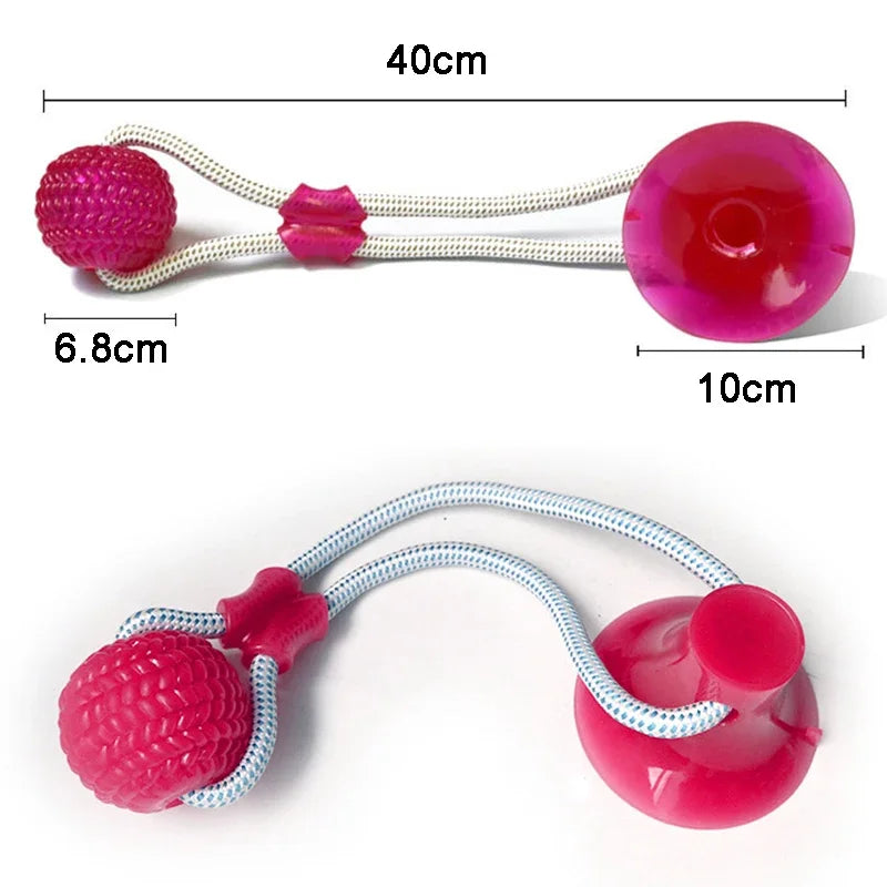 Interactive Suction Cup Dog Chew Toy — TPR Ball with Elastic Rope for Teeth Cleaning