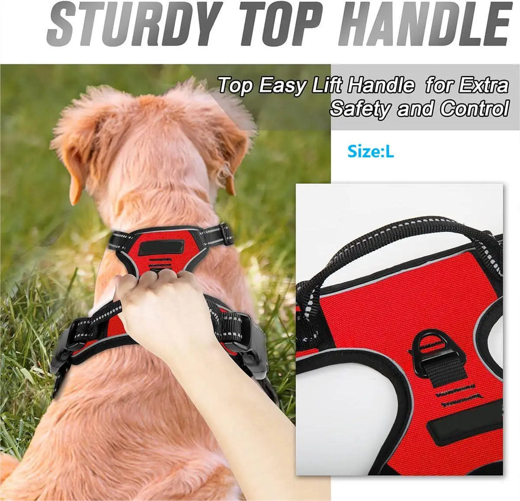 No Pull Dog Harness | Front Clip Heavy Duty Reflective | Easy Control Handle