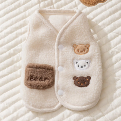 Fleece Animal Print Dog &amp; Cat Vest – Warm Autumn Winter Puppy Jacket