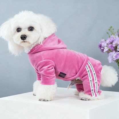 Girl Dog Clothes for Small Dogs | Soft Velvet Puppy Jumpsuit &amp; Cute Pet Outfits
