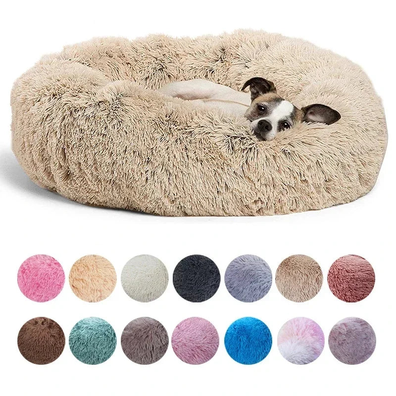 Petdashian Round Plush Dog Bed | 6 Sizes | Warm Winter Sleep Nest for Dogs & Cats