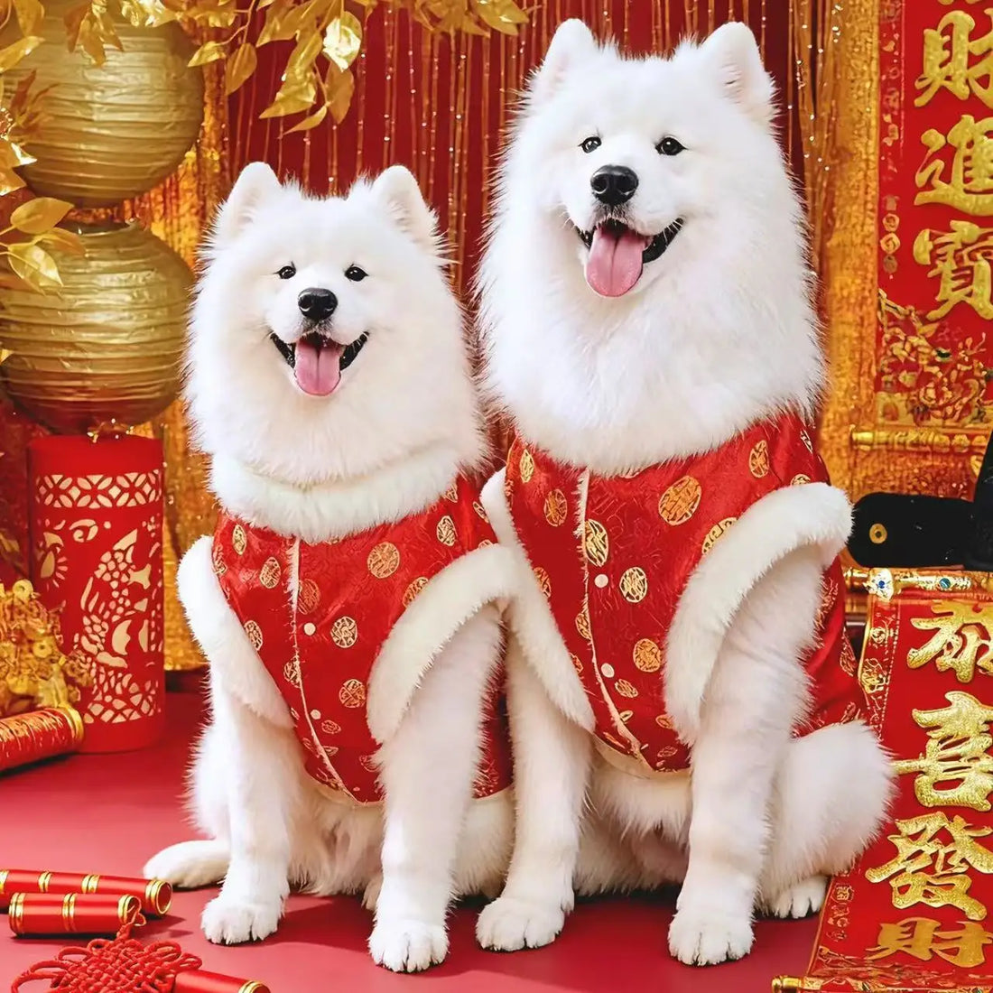 Chinese traditional pattern pet clothing, warm and comfortable dog clothes, suitable for medium to large dogs such as Golden Ret