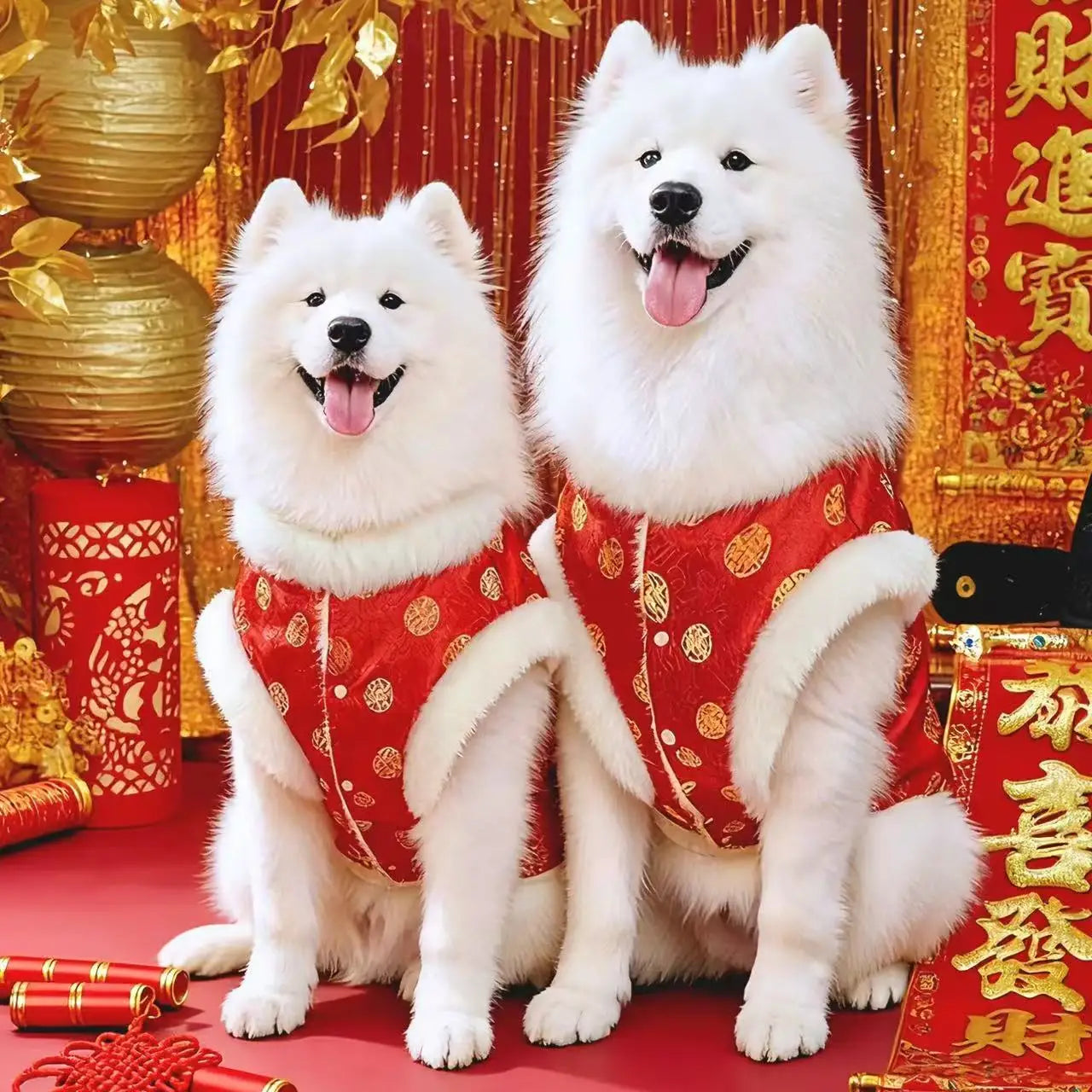 Chinese traditional pattern pet clothing, warm and comfortable dog clothes, suitable for medium to large dogs such as Golden Ret