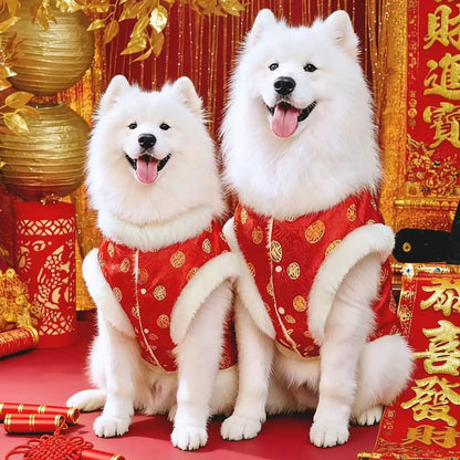 Chinese traditional pattern pet clothing, warm and comfortable dog clothes, suitable for medium to large dogs such as Golden Ret