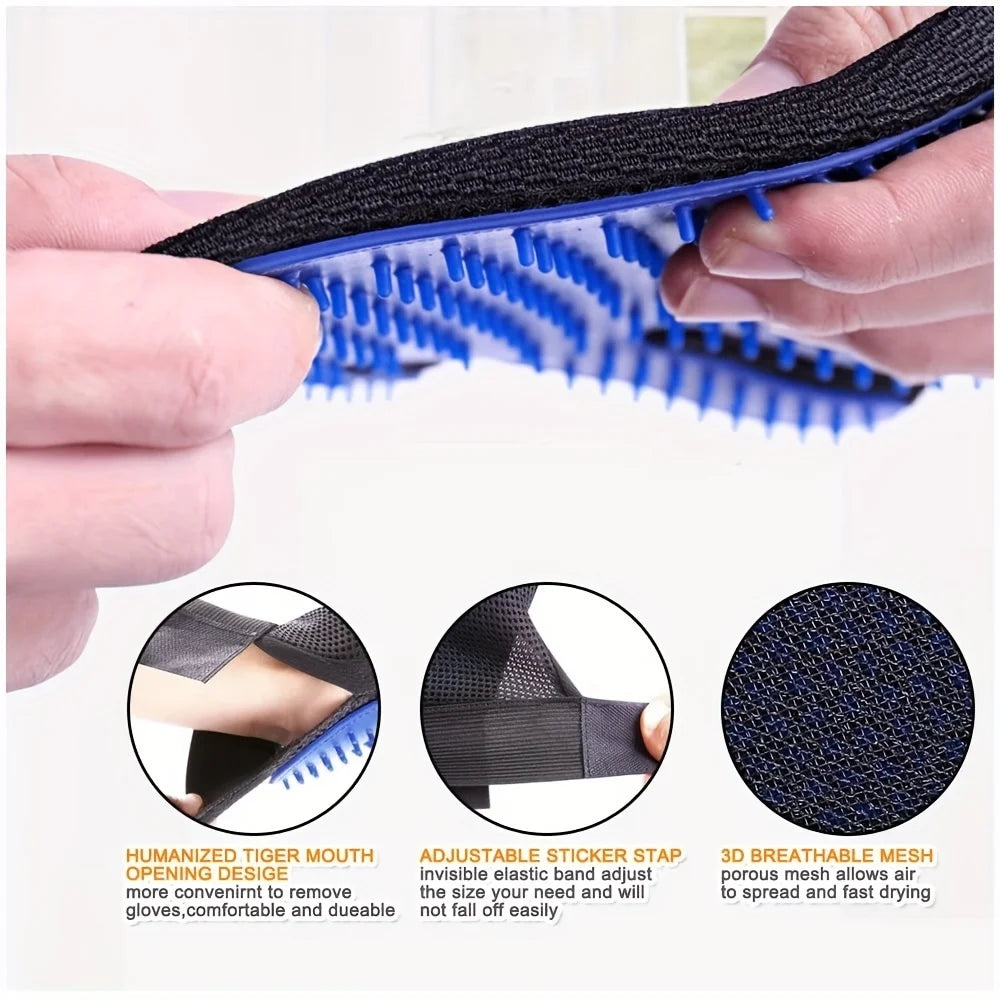Petdashian 2-Piece Grooming Glove & Brush Kit | De-Shedding Bath Tool for Dogs, Cats & Rabbits