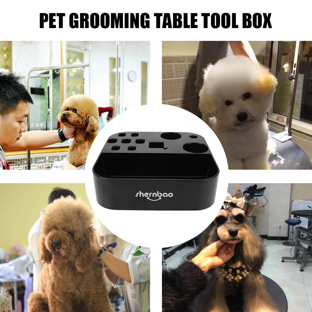 Grooming Table Tool Storage Box | Pole-Mount Organizer for Scissors & Combs | Petdashian