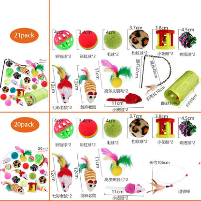 Kitten Toys Variety Pack – Cat Toy Set with Stick, Sisal Mouse &amp; Bell Ball
