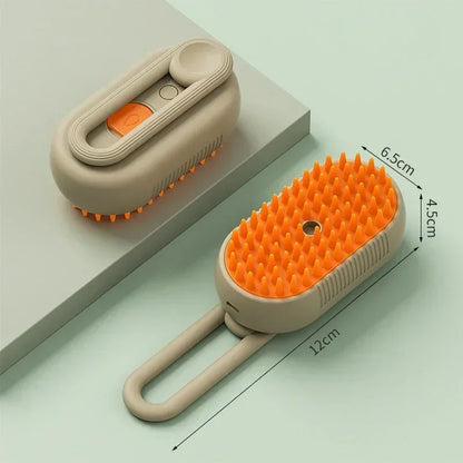 3-in-1 Pet Steam Brush | Spray, Massage &amp; Grooming Comb for Cats &amp; Dogs