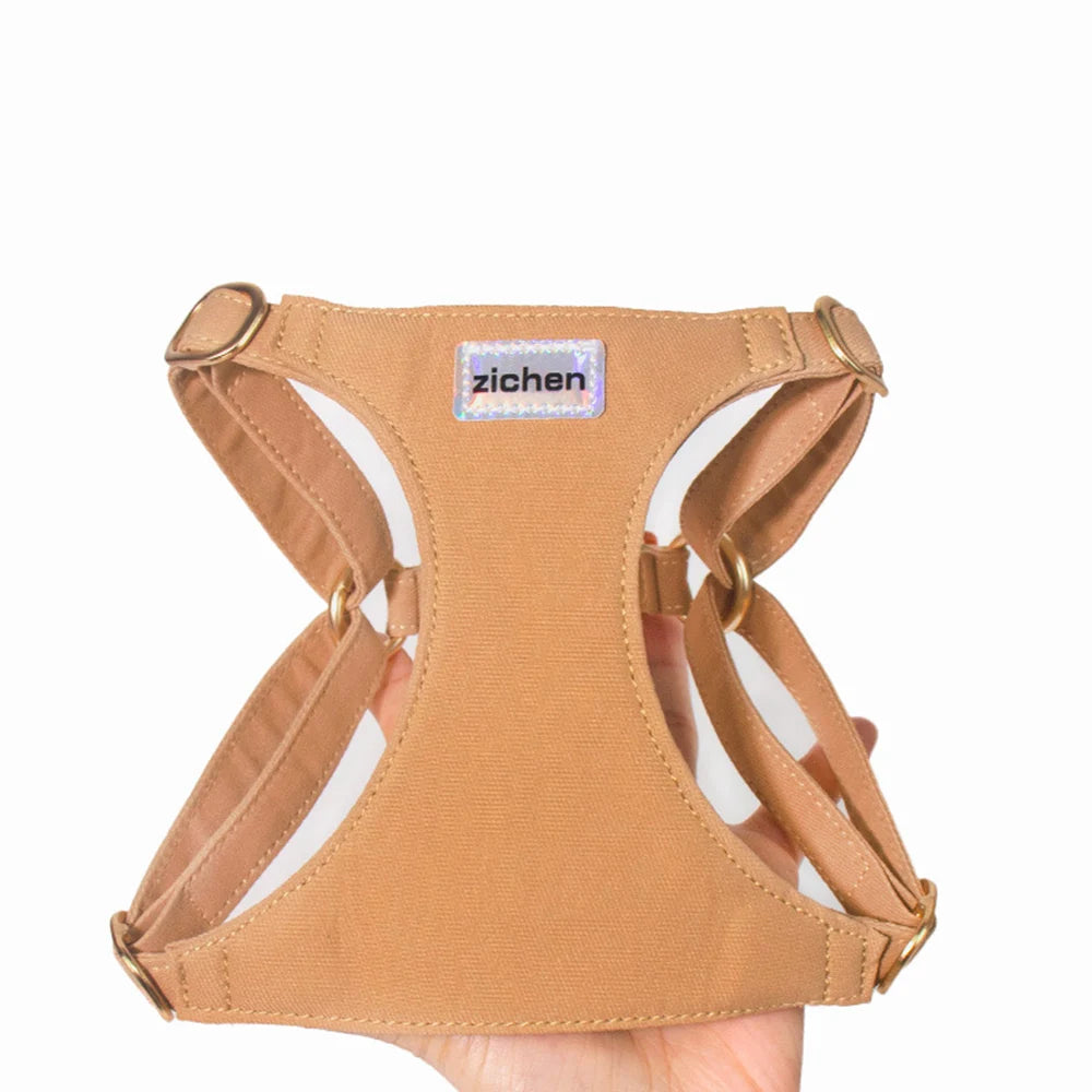 No Pull XXS Puppy Harness with Multifunction Dog Leash Soft Adjustable No Choke Escape Proof Pet Harness Vest Caramel Dog Chest
